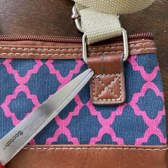 Lily Bloom Triple Zip Crossbody Geometric Colorful Purse Adjustable Strap - Picture 15 of 15